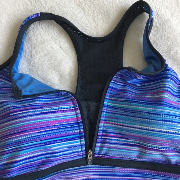 Free Country Specks Zip Front Tankini Swim Top S - Picture 3 of 8